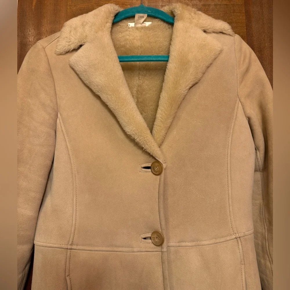 J.Crew Shearling 100% Leather Tan Penny Lane Style Wool Lined Coat Runs small ! - Picture 2 of 12